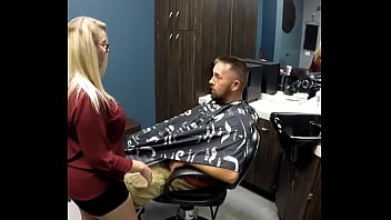 Hot lesbian hairdresser fucks customer.